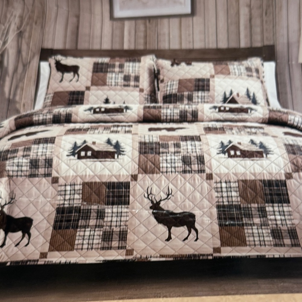 The Lodge Collection By Calista Lane 3 Piece Patchwork Quilt  Set King NWT
